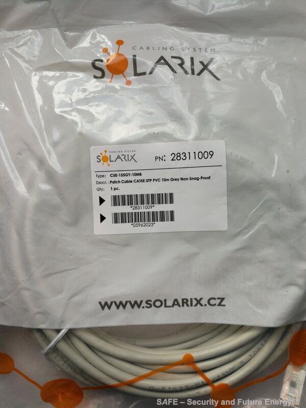 Patch kabel CAT5e/10m (Solarix, CZ)