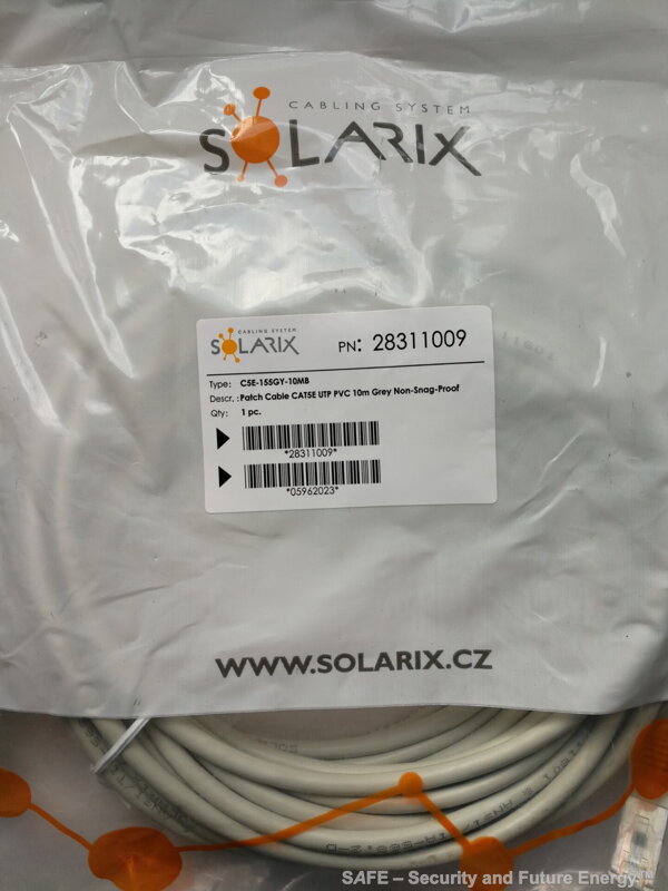 Patch kabel CAT5e/10m (Solarix, CZ) Patch kabel CAT5e/10m (Solarix, CZ)